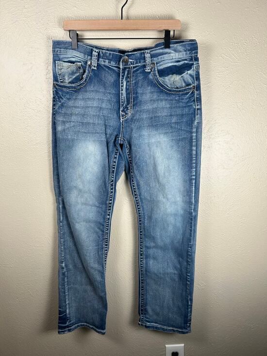 True Luck Other - True Luck Jeans Mens Size 34x32 Denim Embroidered Pockets Straight Leg Y2K Pants